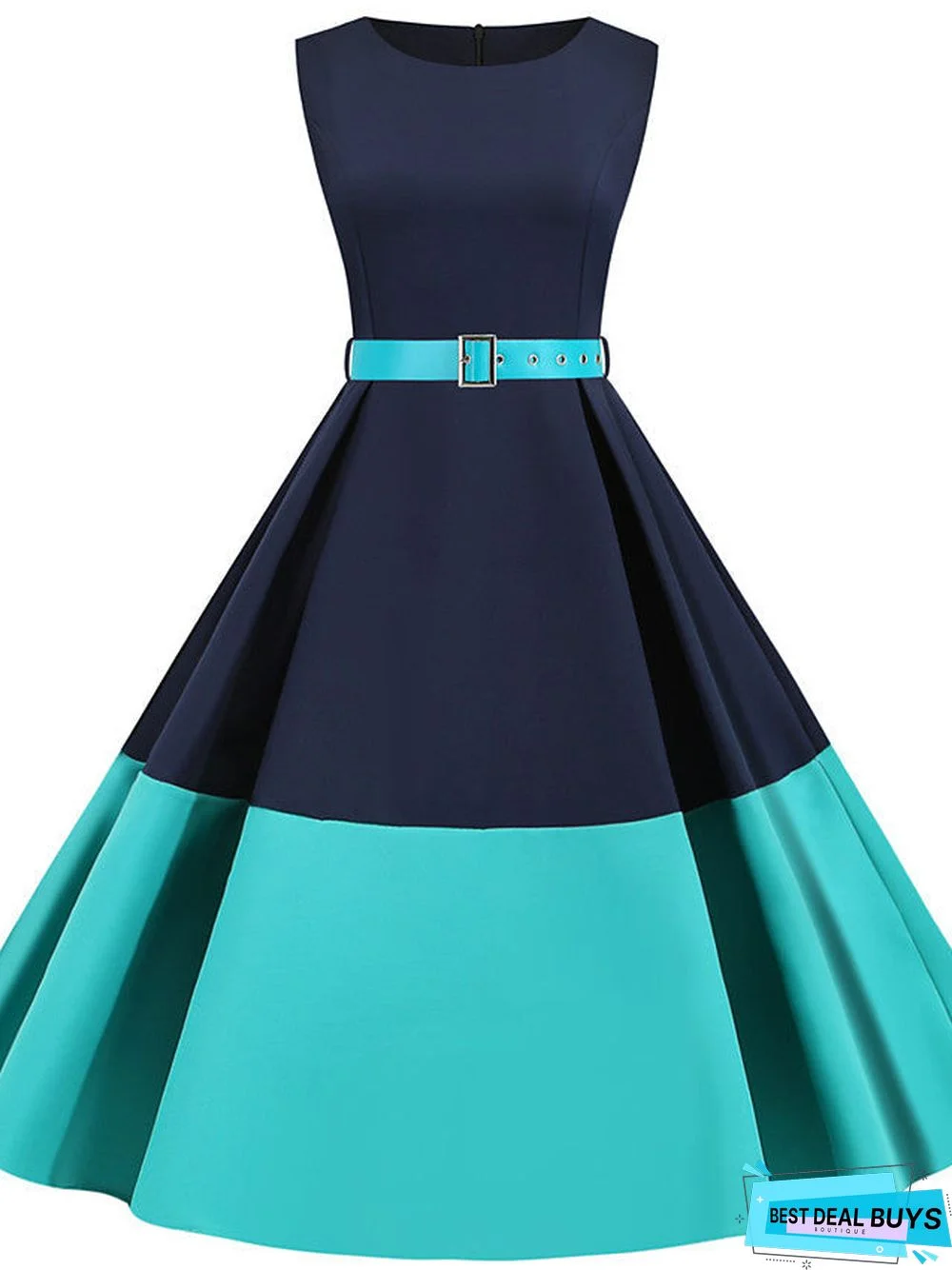 Women's A Line Dress Knee Length Dress Sleeveless Print Patchwork Summer Vintage Black Yellow Blushing Pink Green