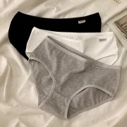 Aiyuzuo 3PCS Cotton Panties Women Panties Underwear Sexy Female Lingerie Briefs Solid Color Intimate Pantys for Woman