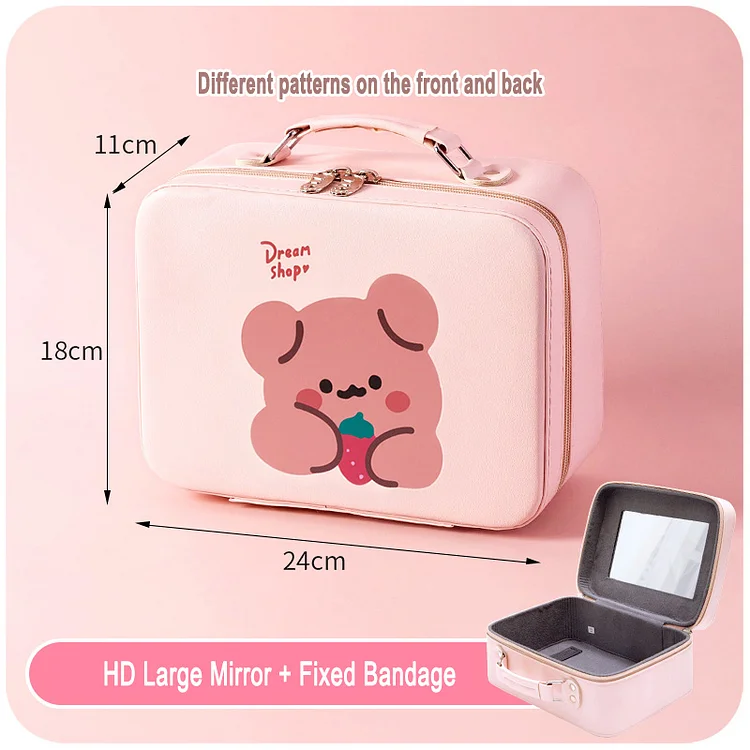 Journalsay Cute Large Capacity PU Material Makeup Bag Portable Multifunction Suitcase Travel Cosmetic Bag Storage Box
