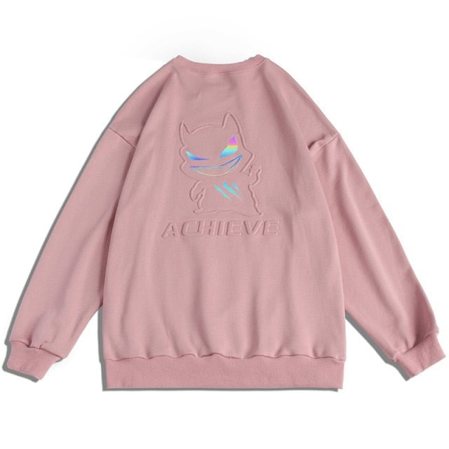 Reflective Little Devil Emboss Sweatshirt - Gotamochi Kawaii Shop, Kawaii Clothes