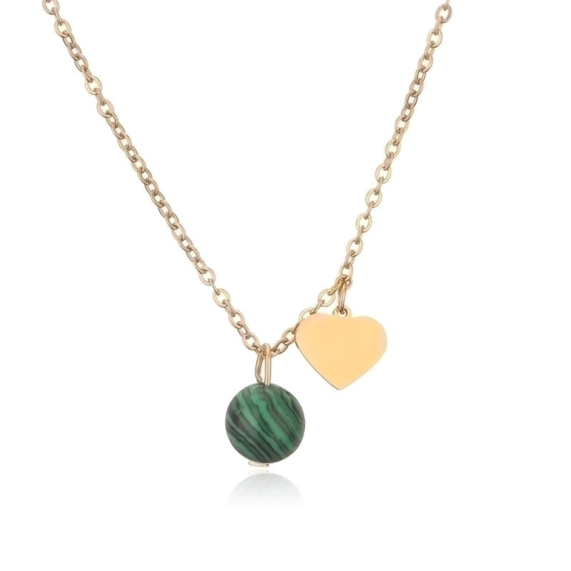 Casual Minimalist Heart Shape 304 Stainless Steel Gold Plated Plating Inlay Pendant Necklace