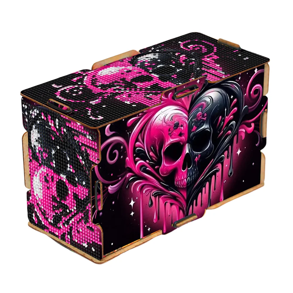 Heart Skull Diamond Painting Tissue Box Wooden Diamond Art Tissue Storage Box