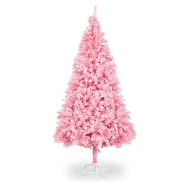 Artificial Christmas Tree Classic Xmas Pine Tree with Solid Metal Stand 6 FT, Pink Christmas Tree
