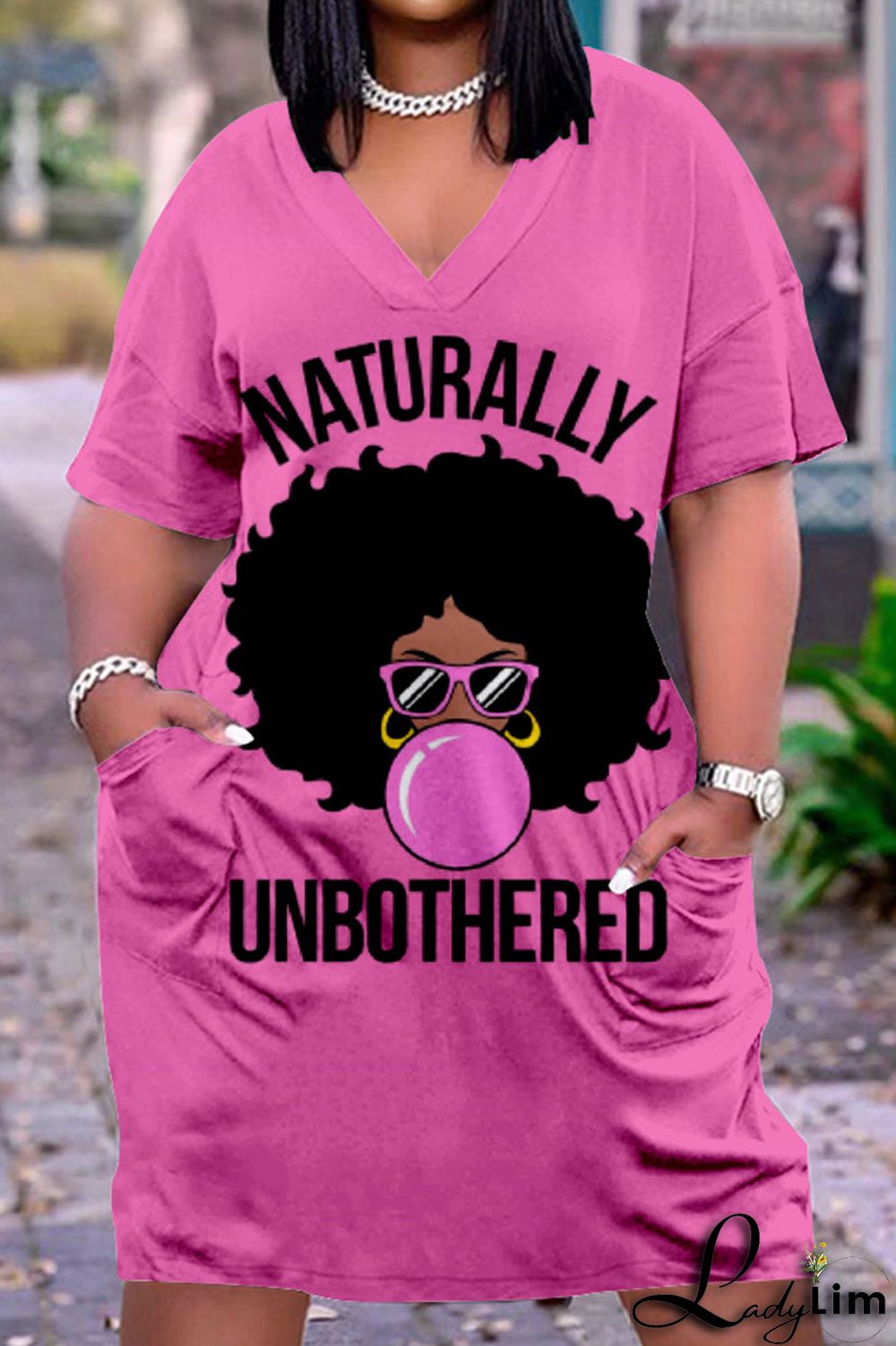 Beige Casual Street Print Patchwork V Neck Straight Dresses