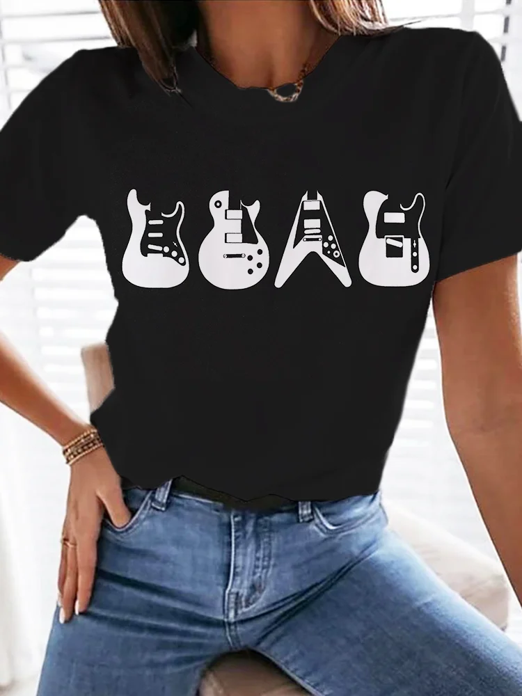 Iconic Guitars Graphic Round Neck T Shirt