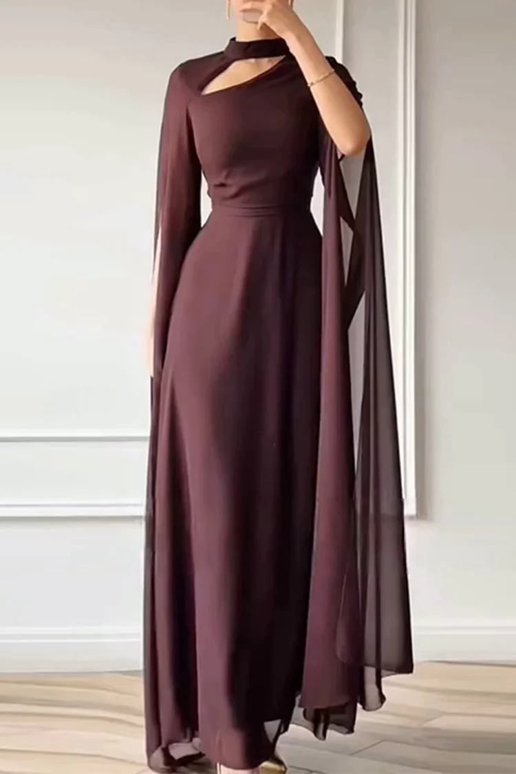 solid mock neck cut out dress Solid Mock Neck Cut Out Dress, Sexy Long Sleeve Dress For Spring & Summer, Women's Clothing