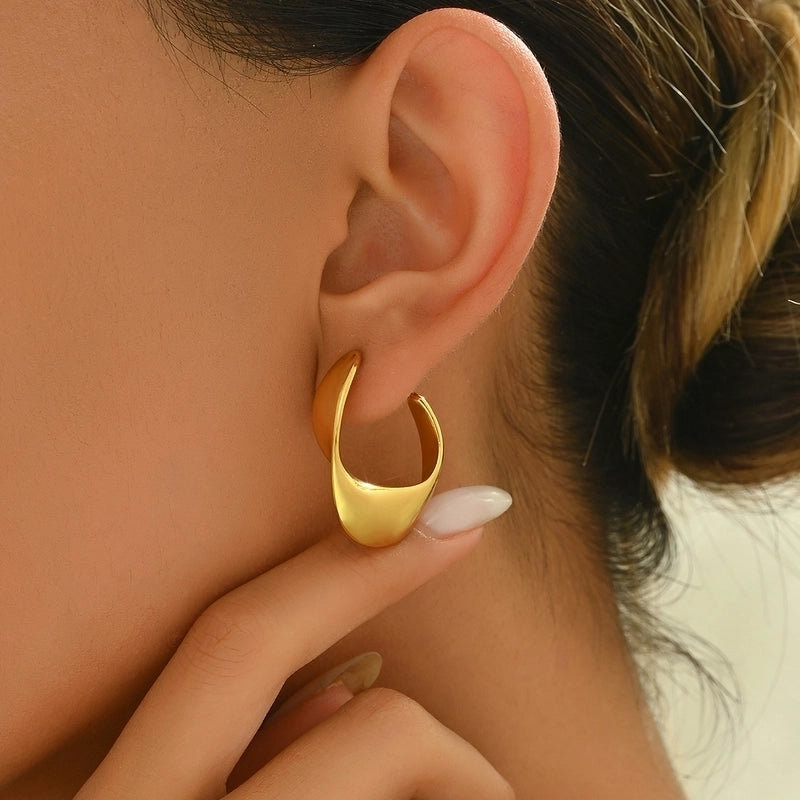 1 Pair Vintage Style Minimalist C Shape 304 Stainless Steel 18K Gold Plated Ear Studs