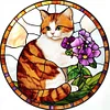 Orange Cat Glass Painting-11CT Stamped Cross Stitch 40*40cm/15.75*15.75in