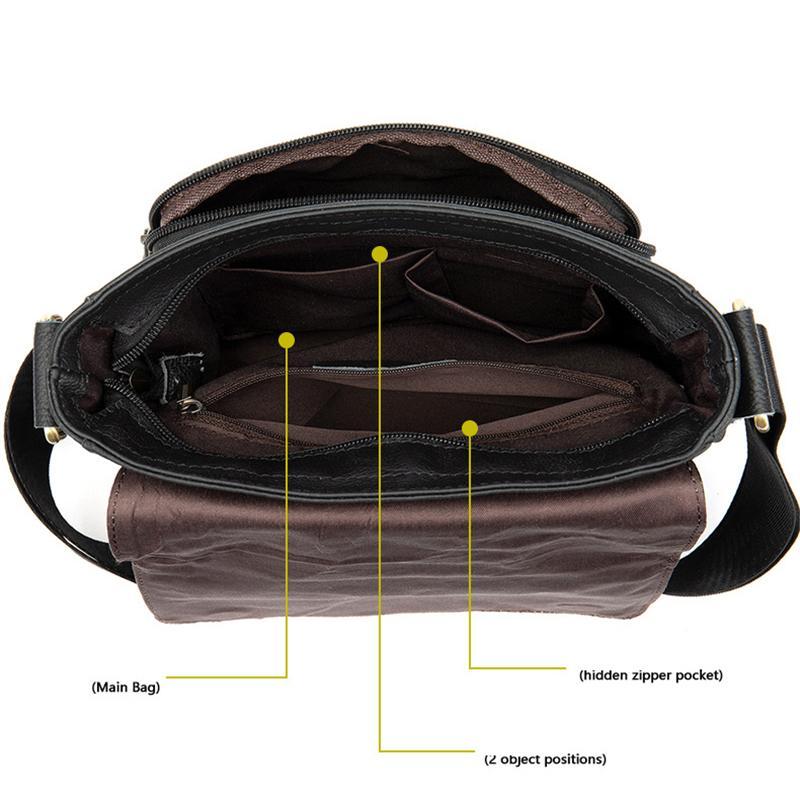 Men's Casual Vintage Style Leather Solid Color Crossbody Bag Shoulder Bag