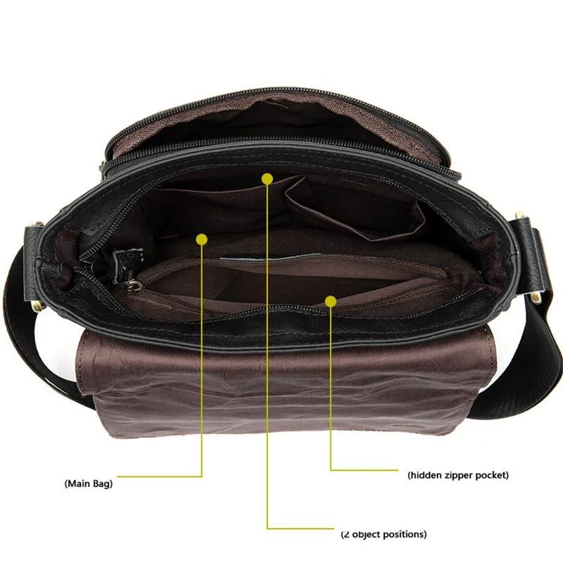 Men's Casual Vintage Style Leather Solid Color Crossbody Bag Shoulder Bag
