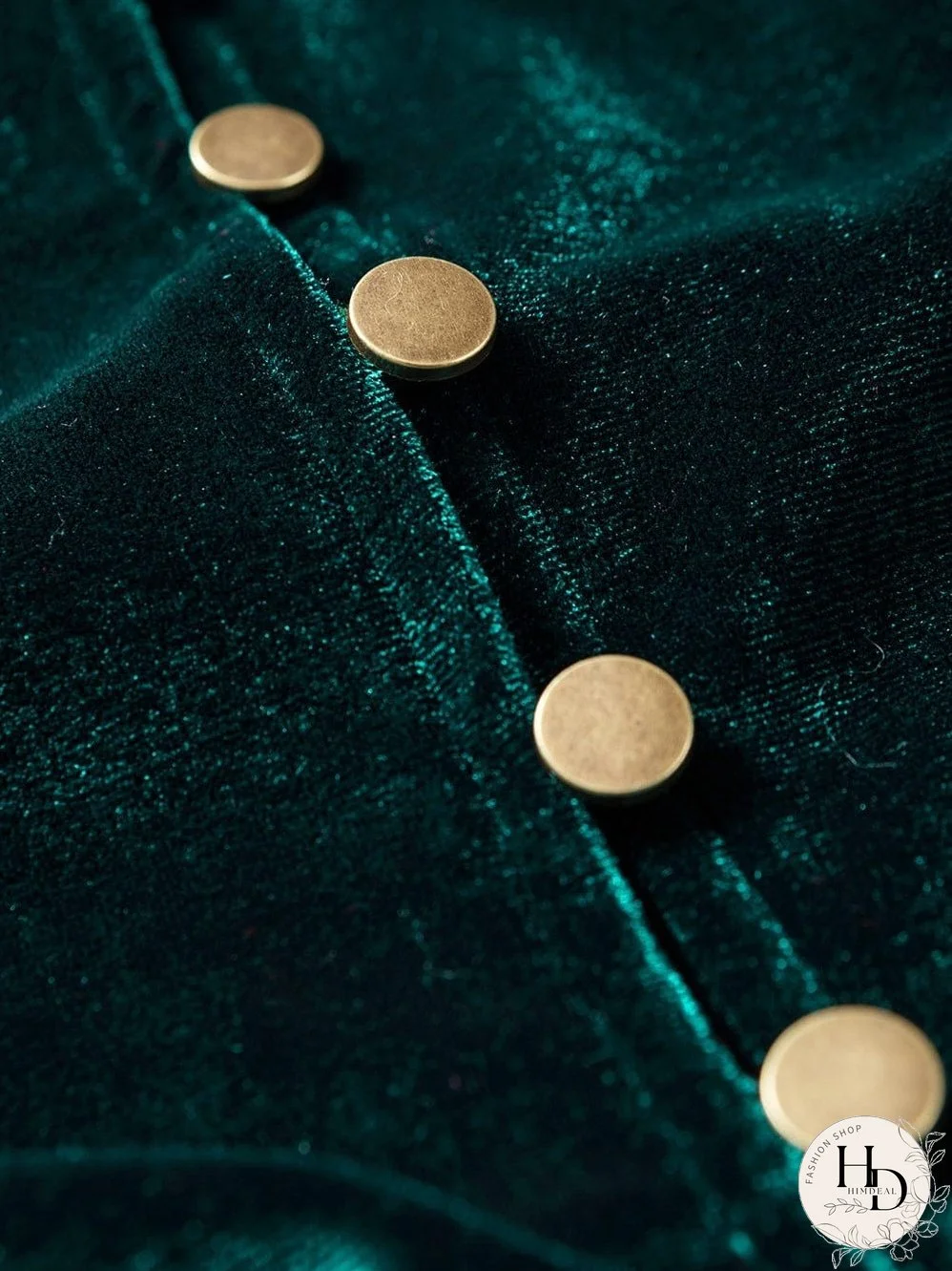 Elegant Green Velvet Ruffled Button-Up Mini Dress