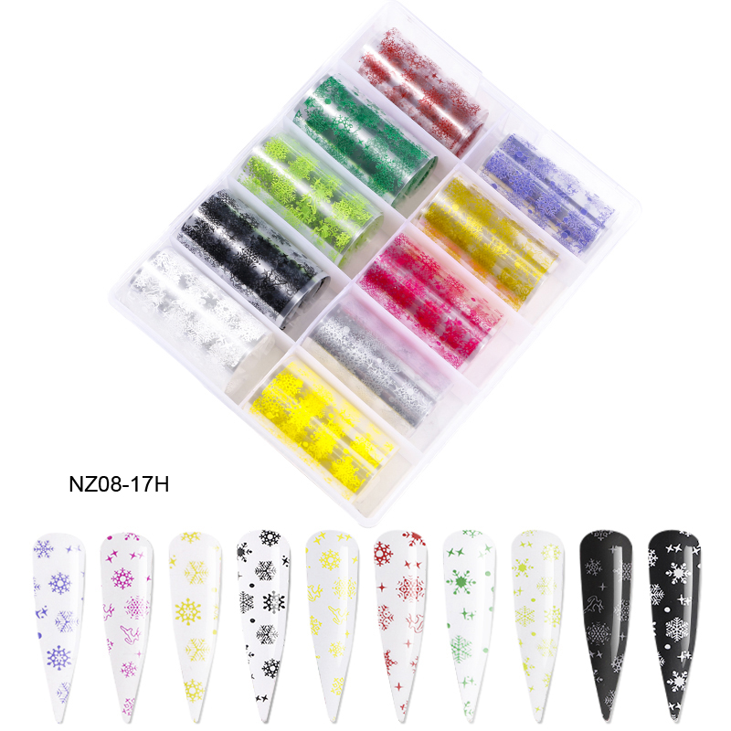 Kissbake 10pcs 4x100cm Nail Transfer Foil Paper Sticker Set Luxury Foil Nails Logo Transfer Nail Stickers Designer Fashion Nail Art Decal