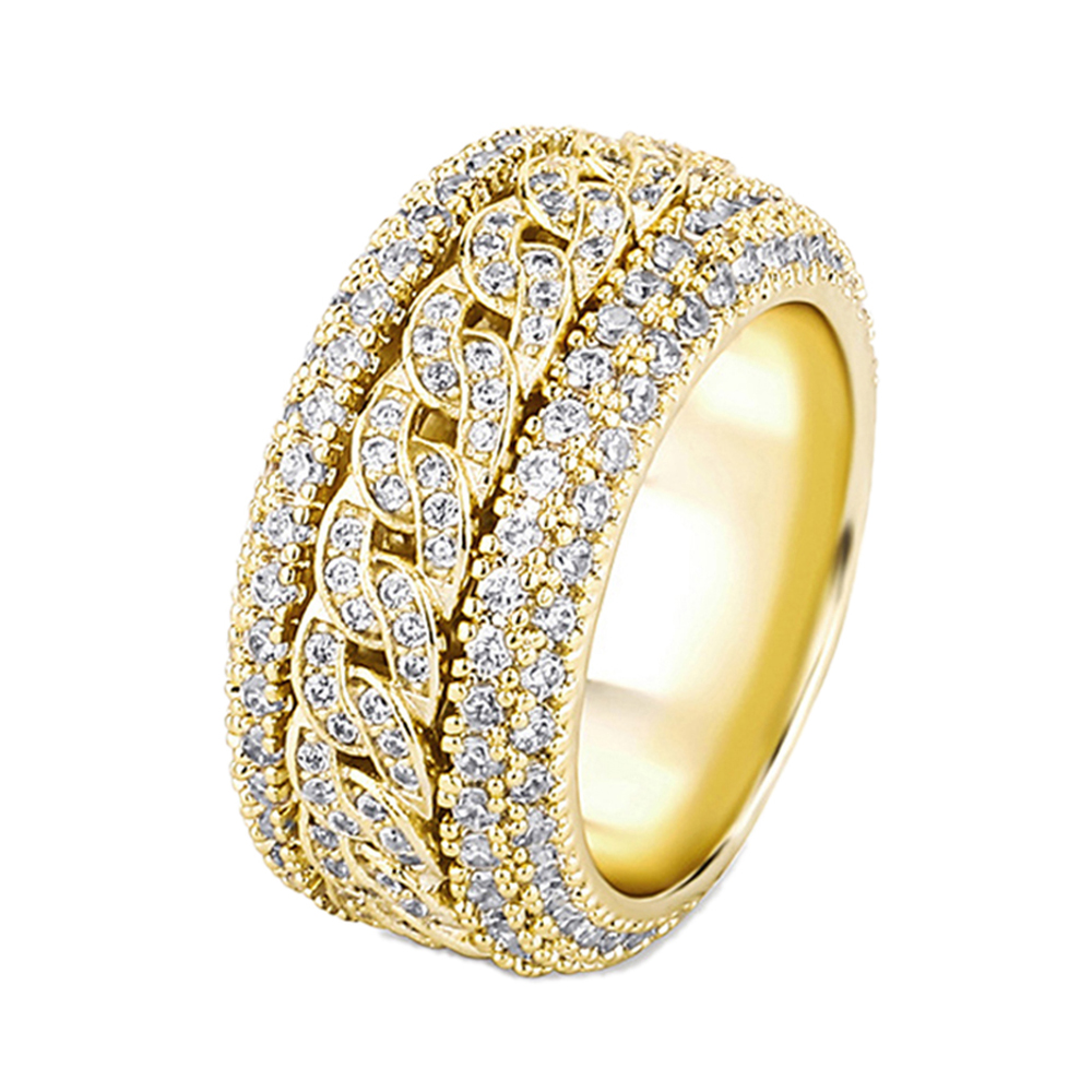 12MM Iced Out Double-Row CZ Cuban Gold/Silver Rings