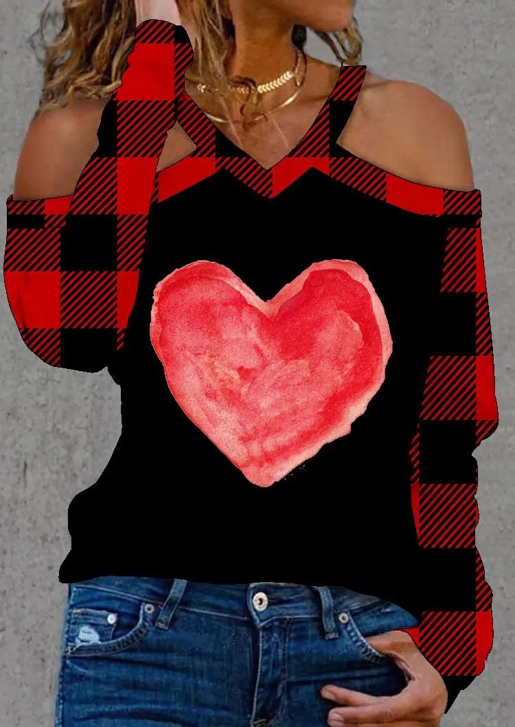 Red Chenked And Heart Printed Shirt