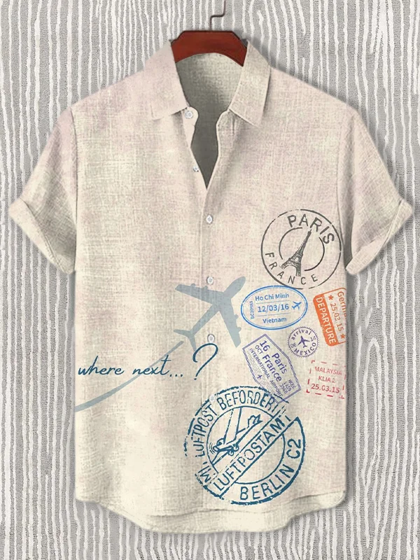 Men's Stamp Art Where Next Print Shirt