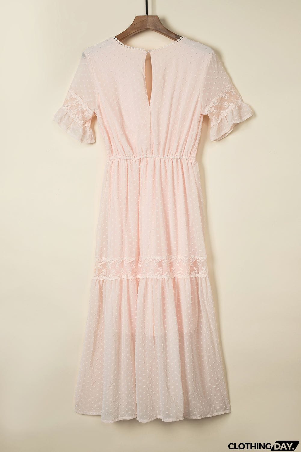 Pink Short Sleeve Boho Maxi Dress