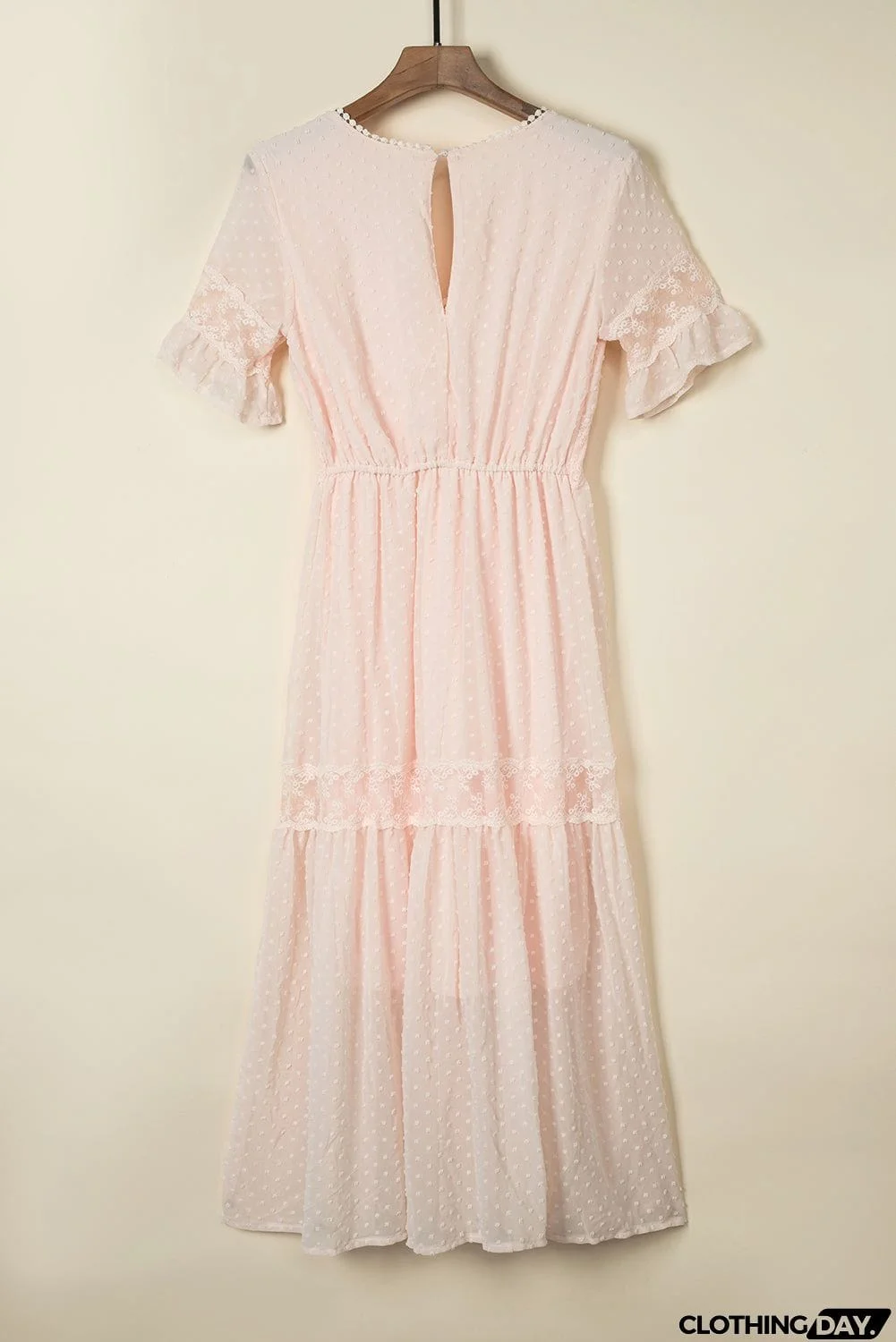 Pink Short Sleeve Boho Maxi Dress