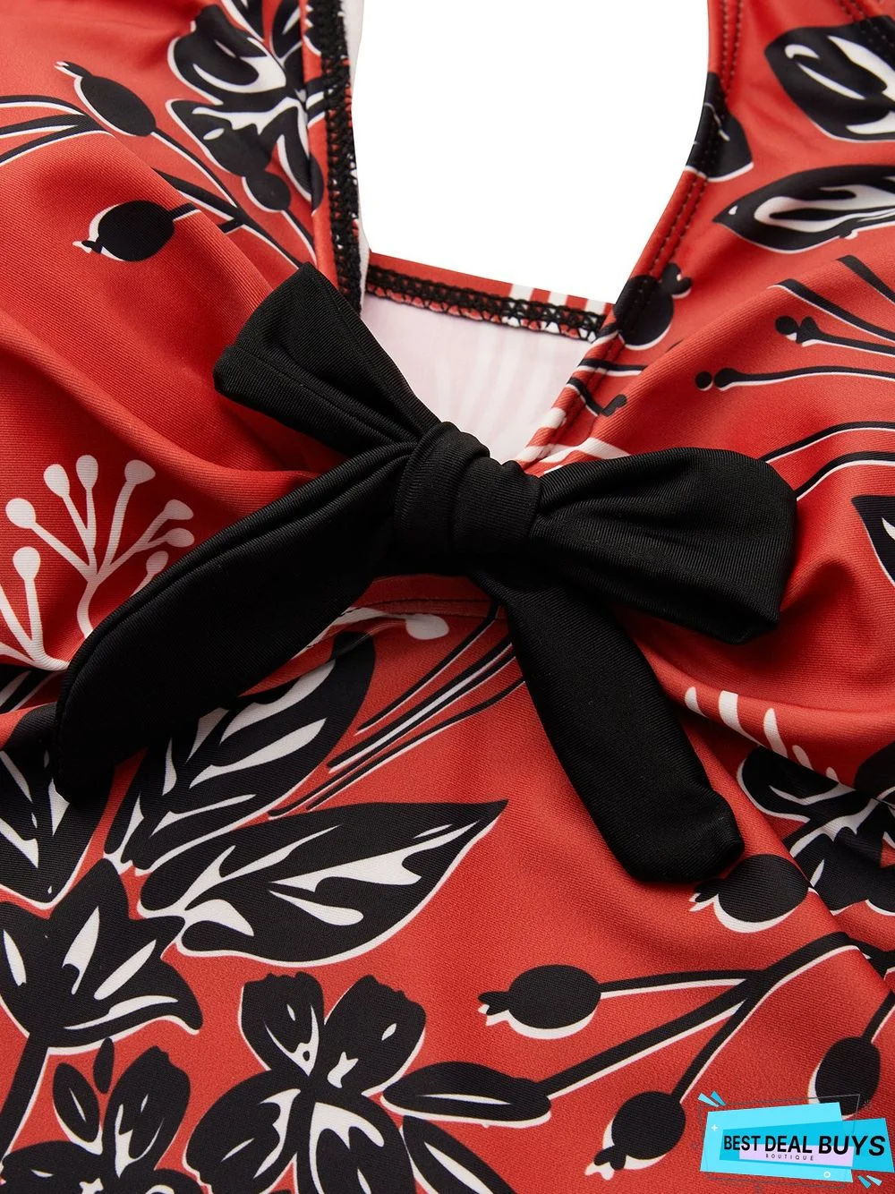 Ethnic Floral Printing Scoop Neck Tankinis Two-Piece Set