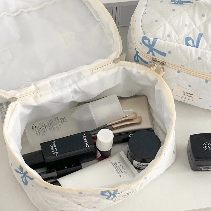 Classic Style Bow Knot Polyester Sewing Thread Square Makeup Bags