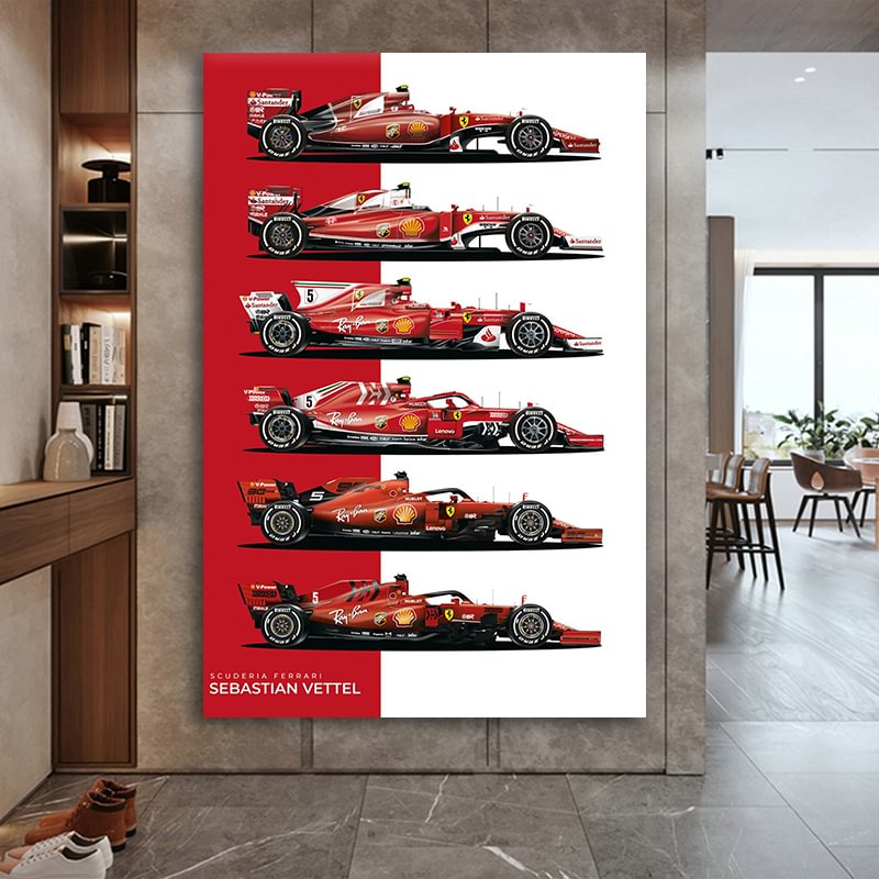 Sebastian Vettel F1 Scuderia Ferrari 2015-2020 Canvas Wall Art
