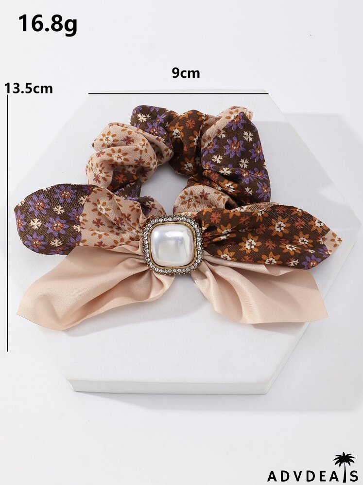 Bow & Rhinestone Decor Hair Tie