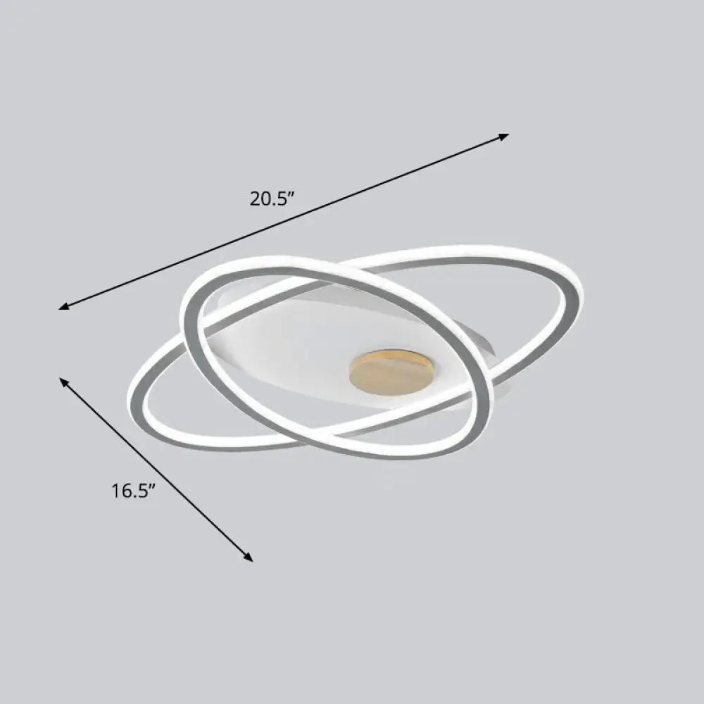 Modern Oval Flush Mount Led Ceiling Light Fixture For Bedroom Grey / 16.5&rsquo; White