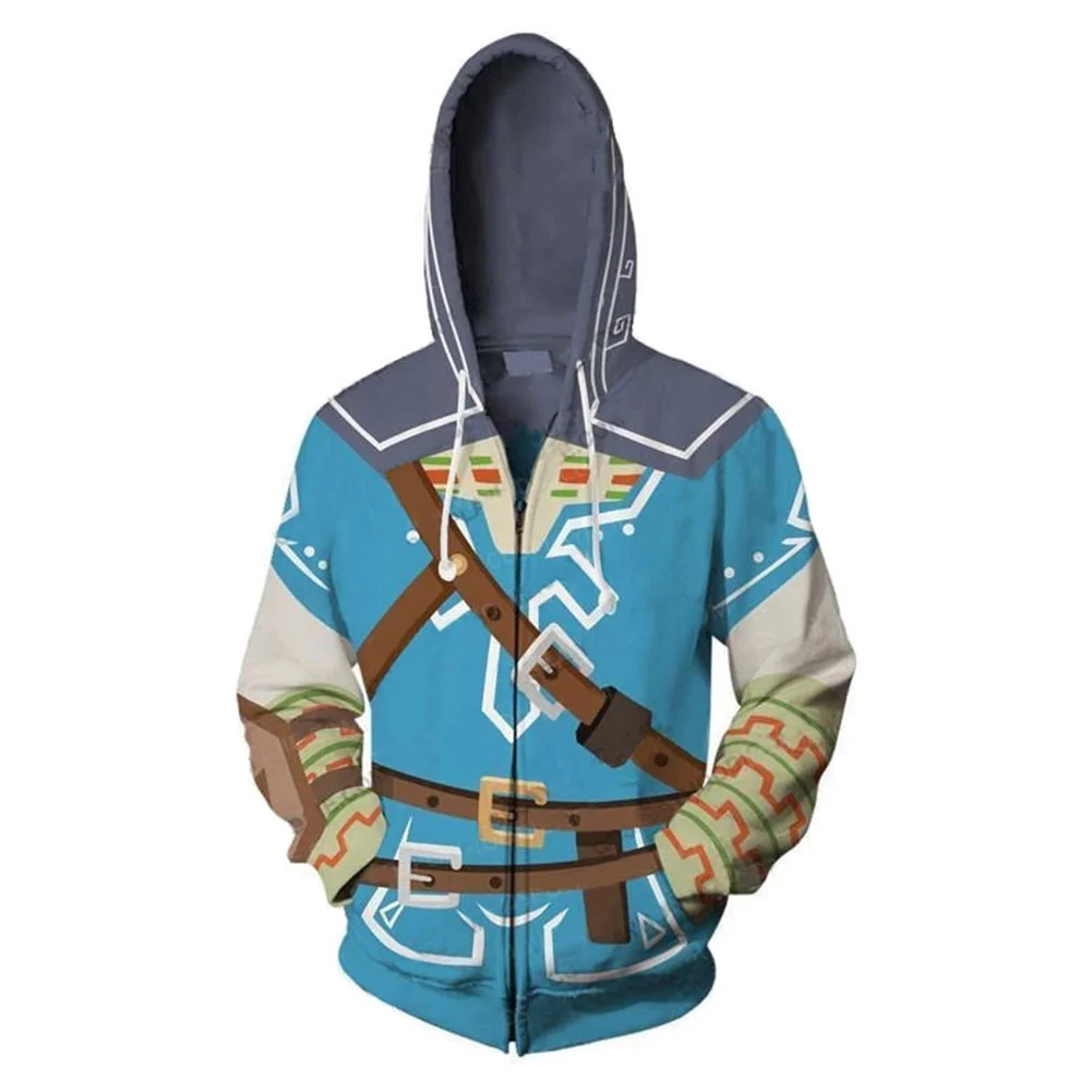 Game The Legend of Zelda 2023 Link Blue Hoodie Coat Outfits Cosplay Costume Halloween Carnival Suit
