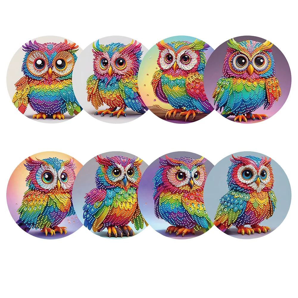 8pcs Owl Diamond Painting Greeting Cards DIY Diamond Art Cards for Adults