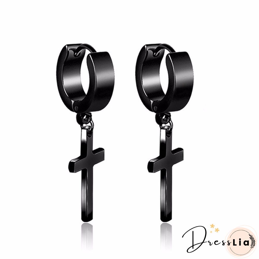 New Rock Stainless Steel Cross Earrings Anti-allergy Punk Jewelry Gift Unisex Fashion Personality Earrings