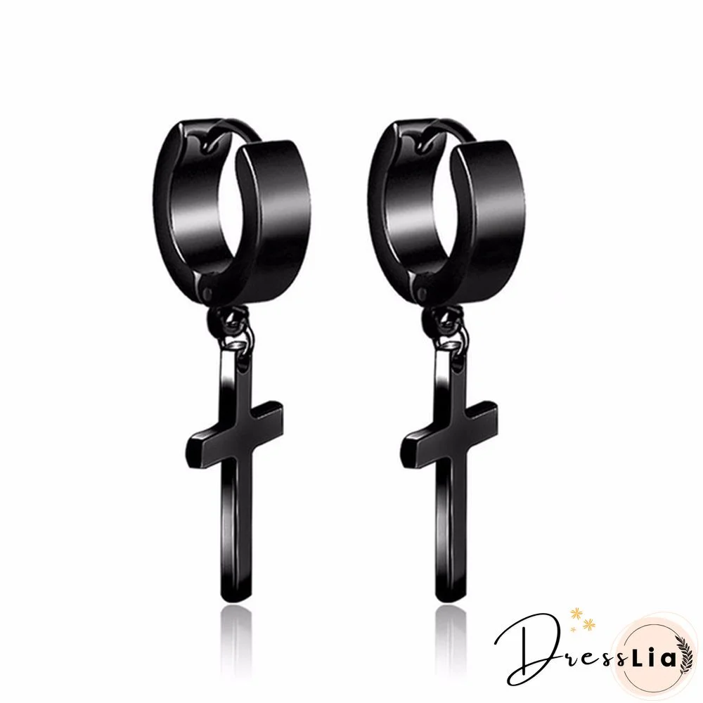 New Rock Stainless Steel Cross Earrings Anti-allergy Punk Jewelry Gift Unisex Fashion Personality Earrings