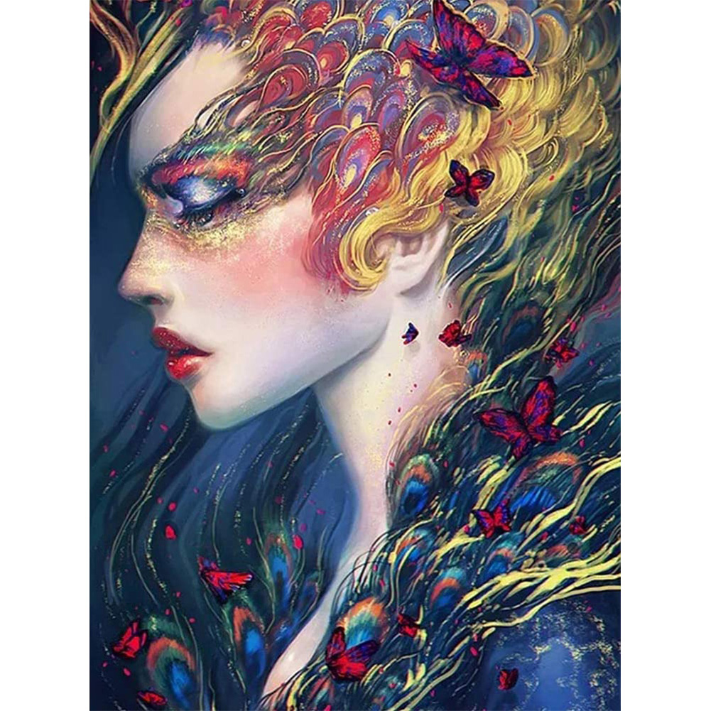

40*50CM-Peafowl Women-Round Drill Diamond Painting, 501 Original