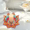 Peinture en diamant en 5D DIY d&eacute;coration acrylique de bureau, bougeoirs fleurs, lumi&egrave;re th&eacute;au, d&eacute;coration de bureau maison faite main pour adultes d&eacute;butants (lotus rouge et jaune)