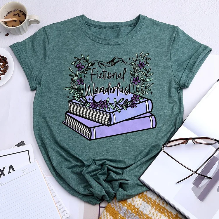 Fictional Wanderlust Round Neck T-shirt-018421