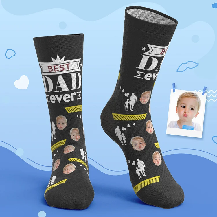 Custom Breathable Face Socks Best Dad Ever Socks Father's Day Gifts