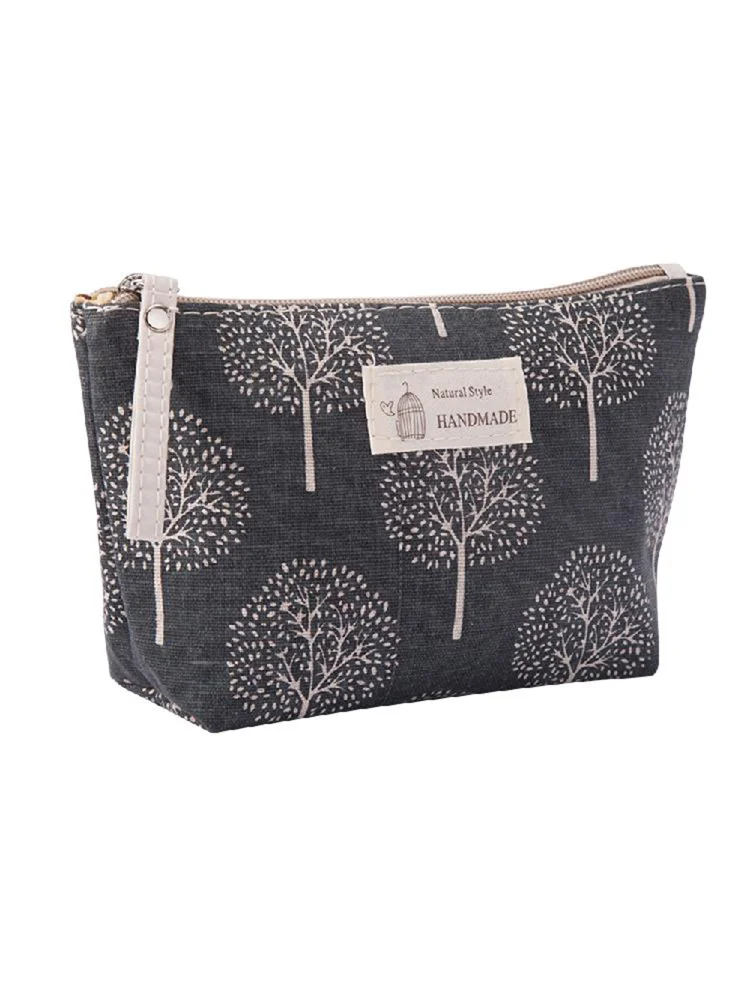 Printed Cosmetic Bag Canvas Purse Zip Makeup Wash Storage Pouch (Style 6)