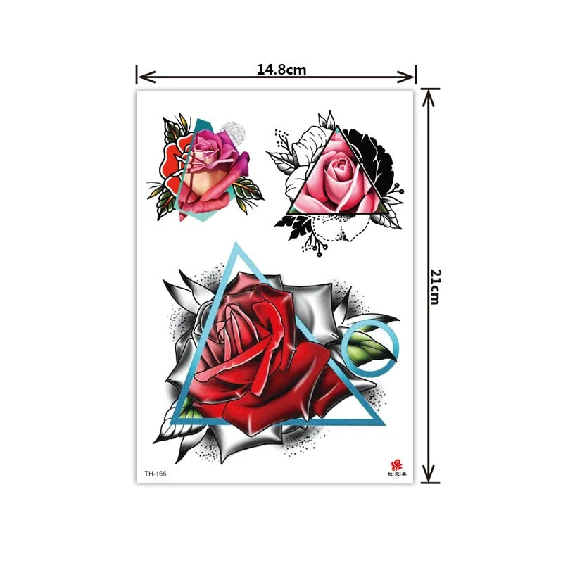 2021 New Plain Flower Arm Tattoo Sticker Flower Waterproof Tattoo Color Animal Tiger Tattoo Sticker