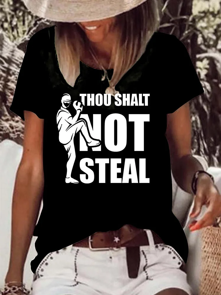 Thou shalt not steal Raw Hem Tee-Annaletters
