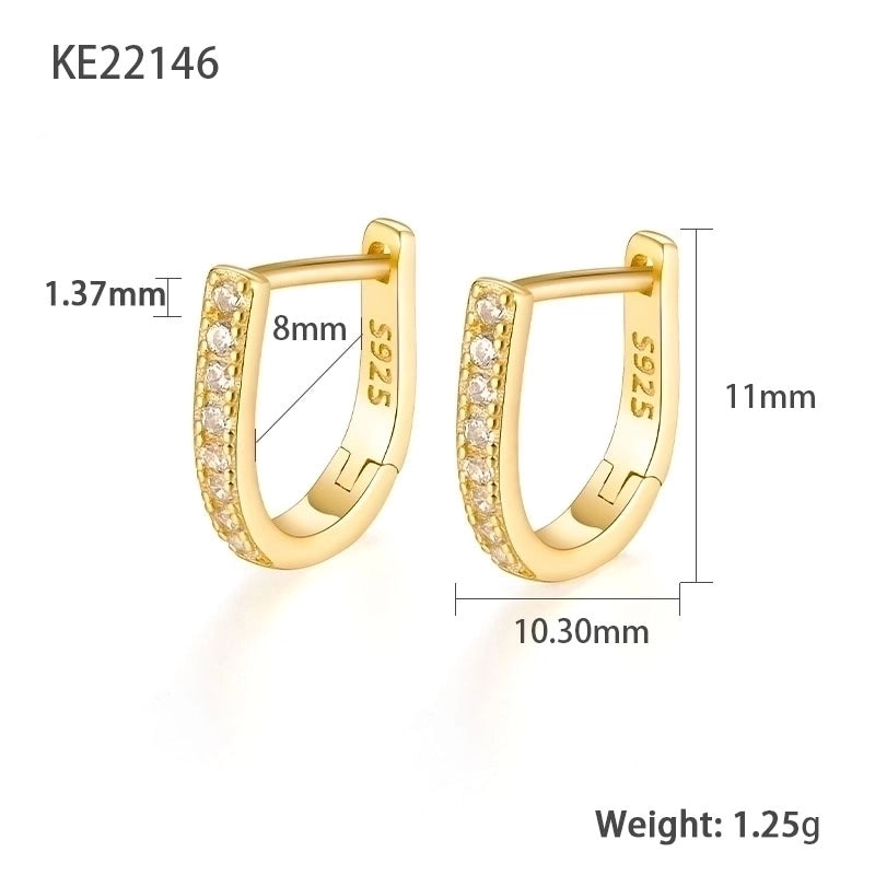 1 Pair White Gold Plated Gold Plated 925 Sterling Silver Zircon Geometric Earrings