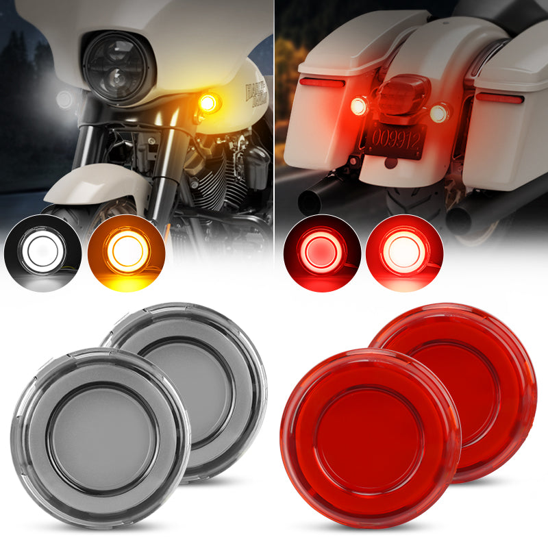 2'' 1157 Dual Contact Front LED Turn Signal with DRL & Rear Red LED Brake Lights with Red Turn Signals