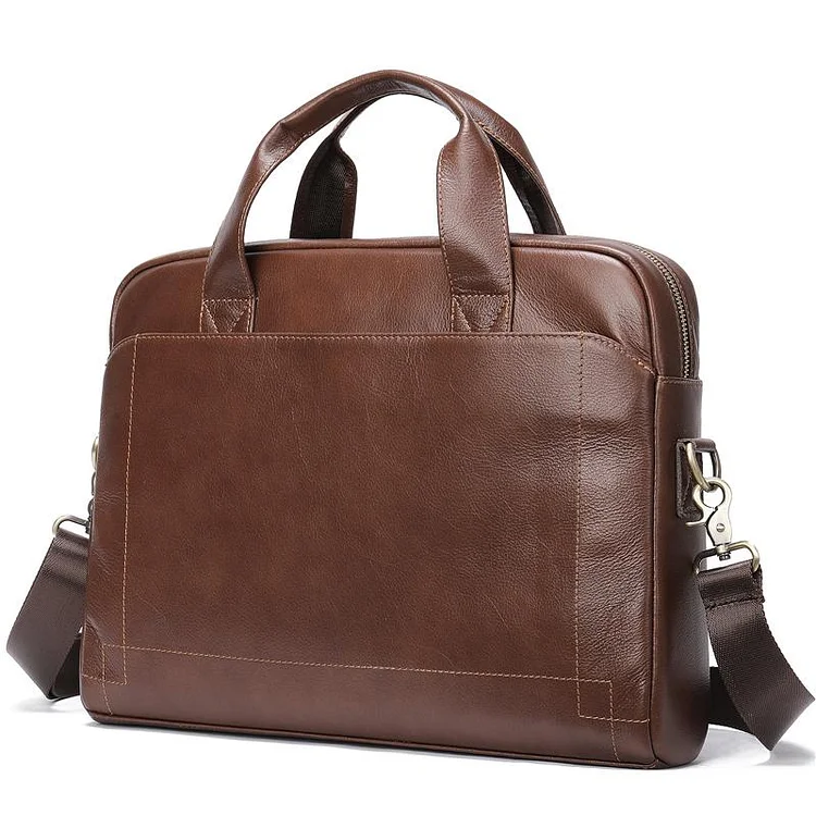 Large Capacity Leather Business Simple Style Laptop Handbag