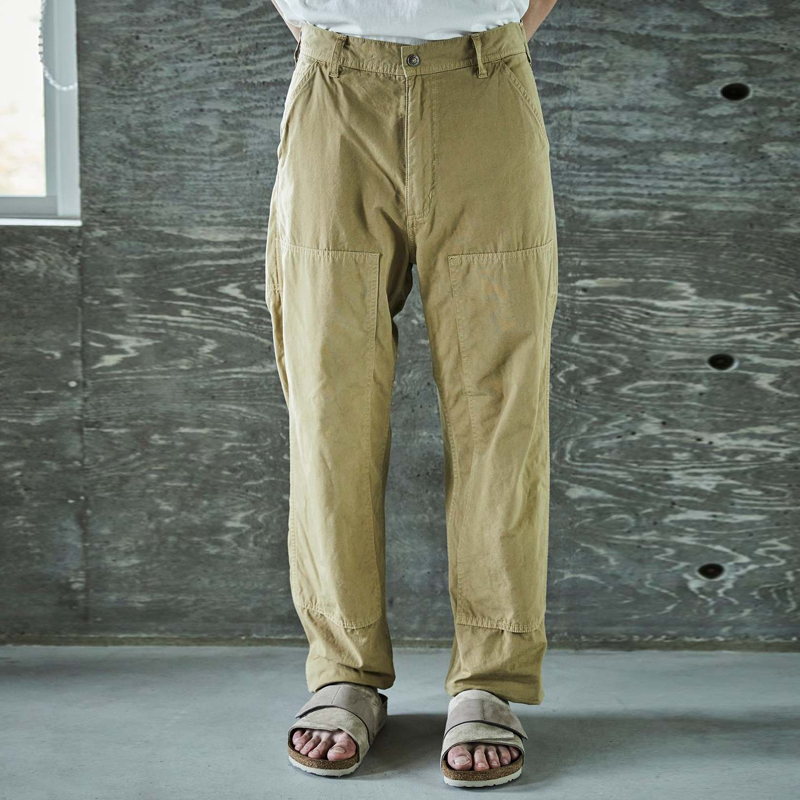 Vintage Khaki Washed Distressed Knee Reinforced Pants