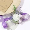 10PCS Light Purple Wedding Catering Bridal Groom Guests Corsage Boutonniere Wrist Artificial Flower Bouquets