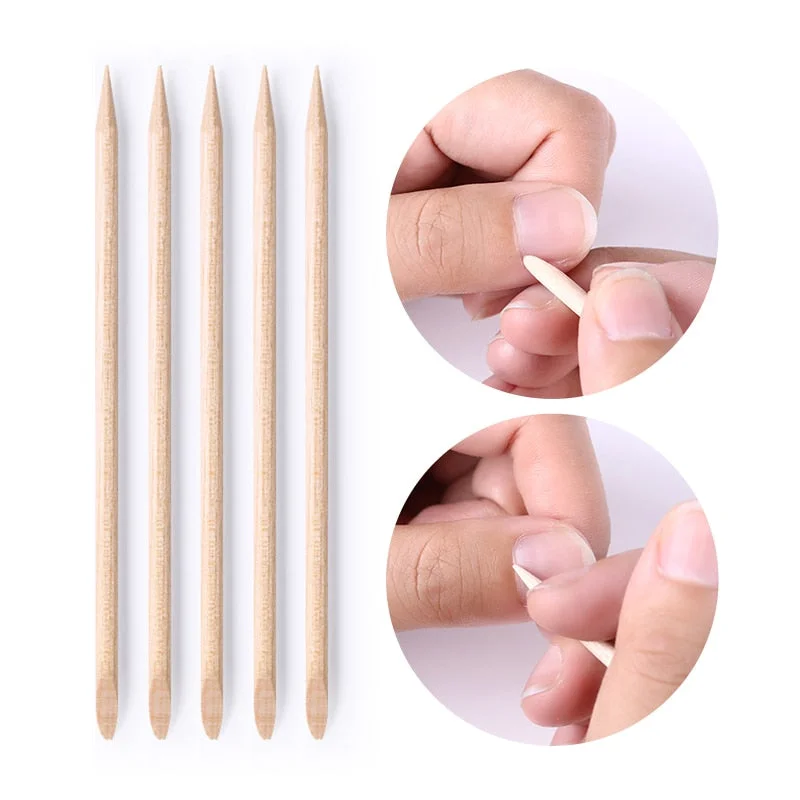 100pcs/set 50pcs/set Women Lady Double End Nail Art Wood Stick Cuticle Pusher Remover Pedicure Professional Nail Art Tool Set-Nail Inspo