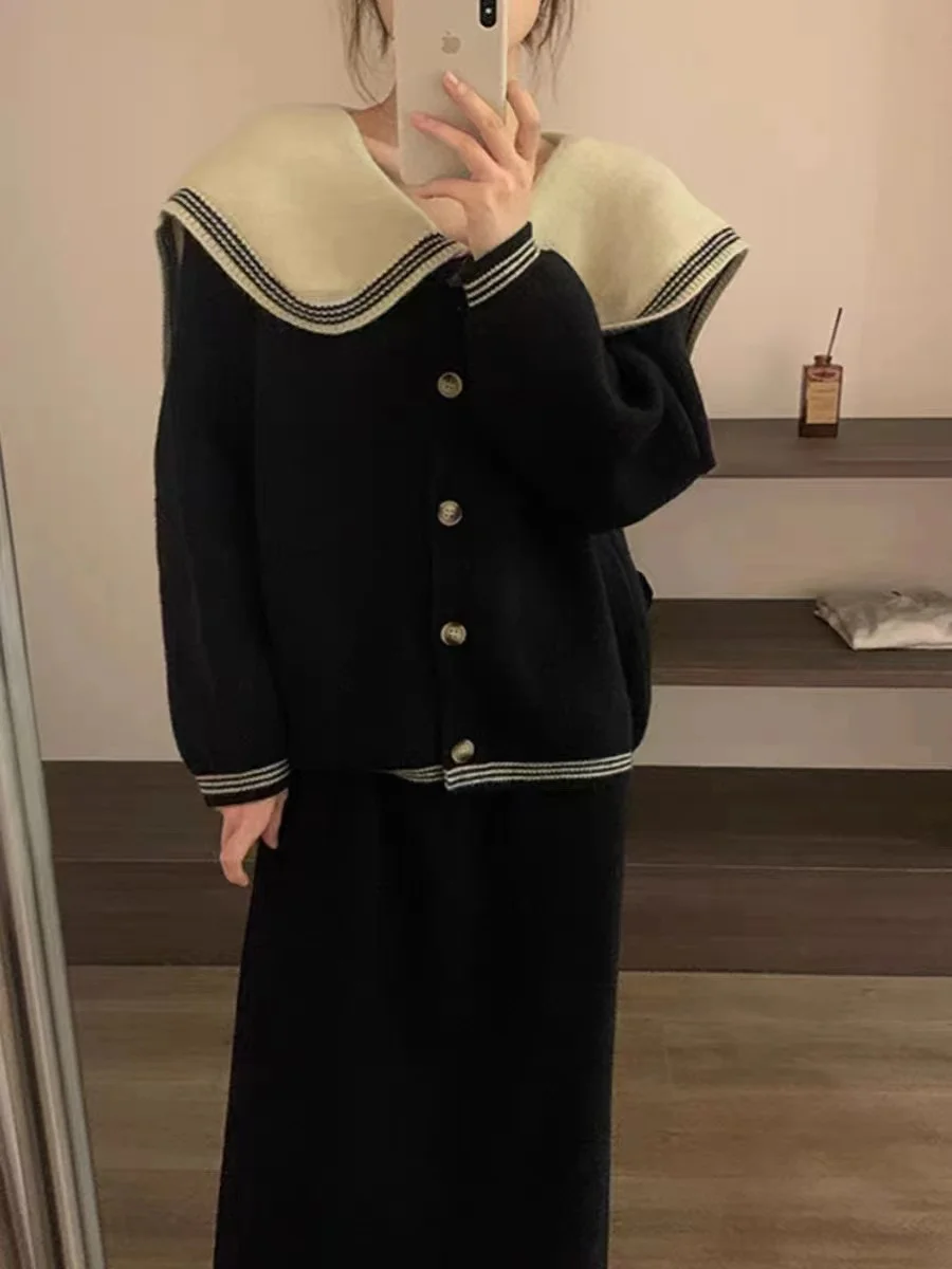 Toloer Toloer Collar Autumn 2024 New Loose Casual Age Reduction Doll Collar Cardigan Korean Version Show Thin Sweater Women-Outfit Ideas