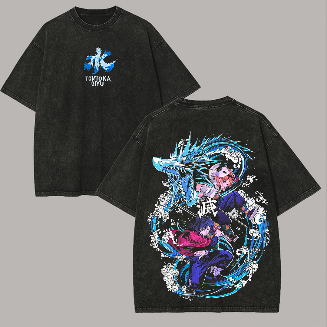 Demon Slayer Tomioka Giyu Printed Unisex Washed T-Shirt