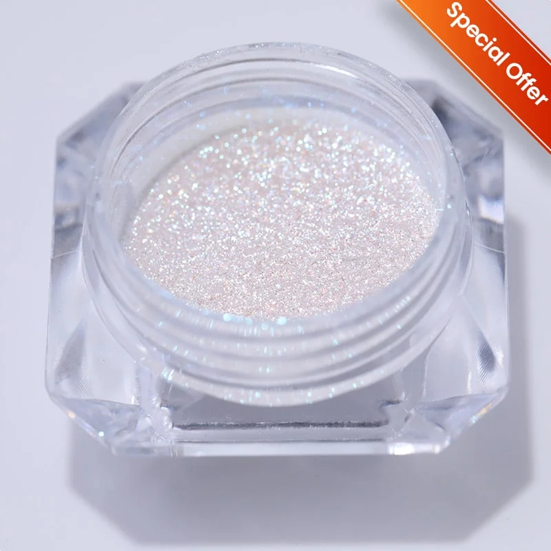 1Box Aurora Sea Salt Nail Powder Crystal Diamonds Glitter Iridescent Reflective Nail Glitter Sparkly Chrome Pigment Polish Gel-Nail Inspo