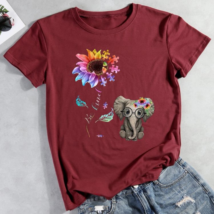 ANB -  Sunflower elephant T-shirt Tee -00964
