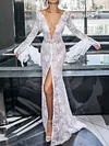 Lace Flared Sleeves Wedding Maxi Dress