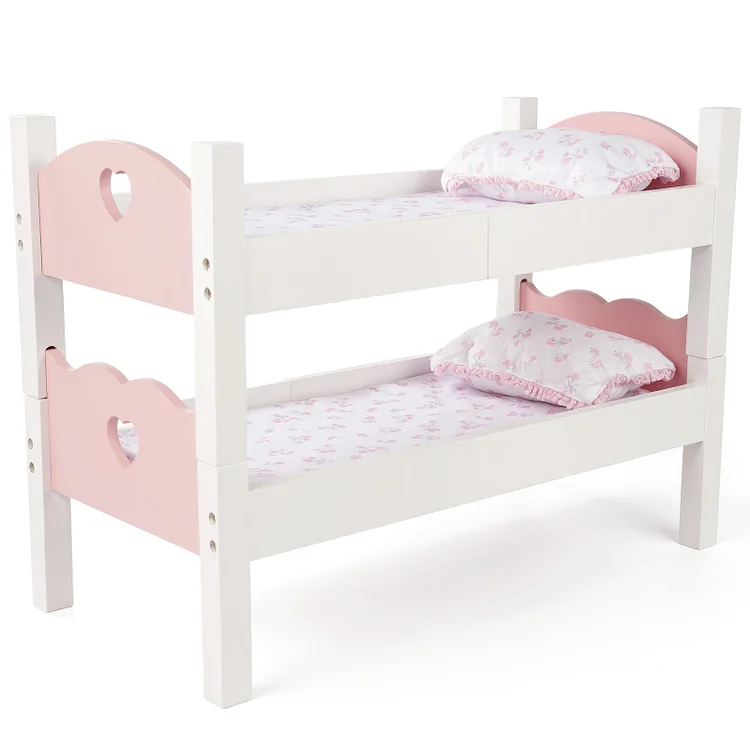 For 12"-20" Reborn Baby Doll Pink and White Love Double Bed Accessories