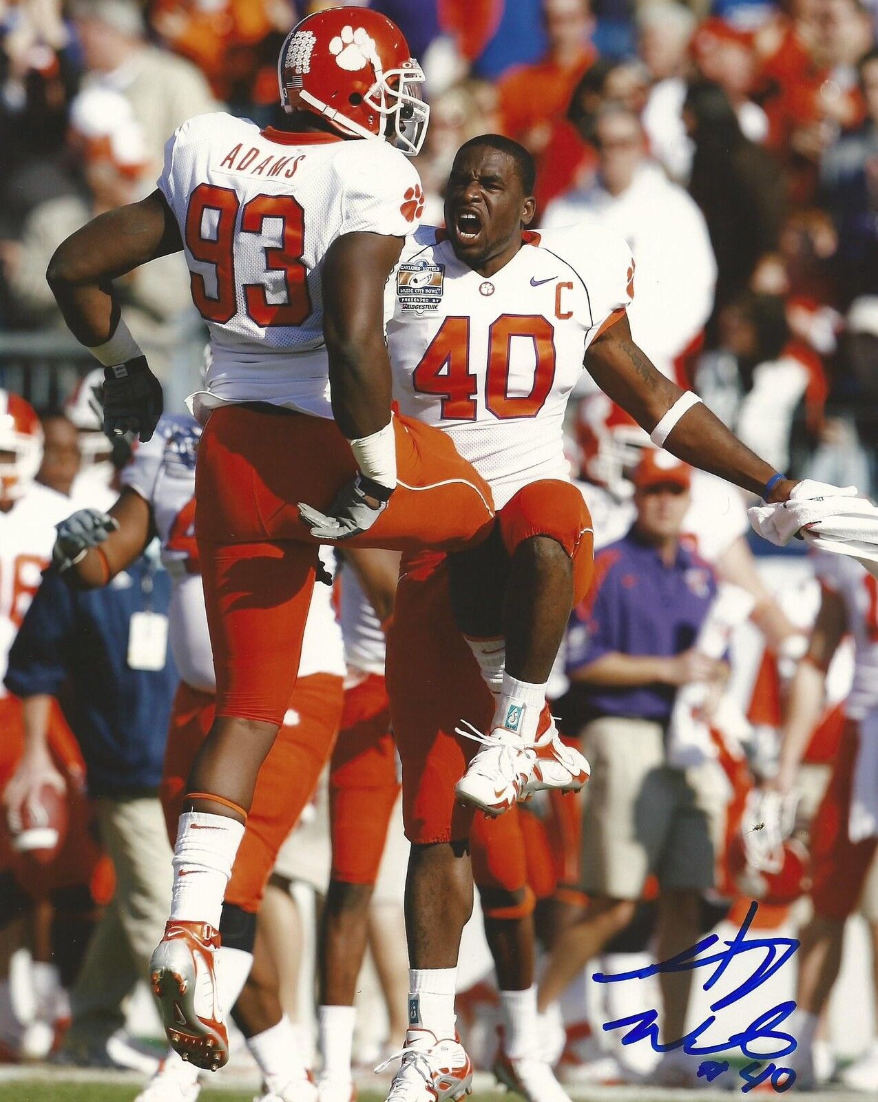 Anthony Waters w/ Gaines Adams Signed 8x10 Photo Poster painting Clemson Tigers Music City Bowl